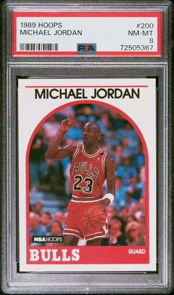 Michael Jordan 1989 NBA HOOPS Card #200 Chicago Bulls HOF PSA 8