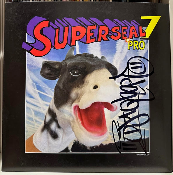 Signed Autographed - Super Seal 7 Pro - Conspiracy Cow (Right Arm) - VG+ 10" EP Record 2023 Dirty Style Clear with Purple Blob Vinyl - Hip Hop / DJ Battle Tool - Shuga Records