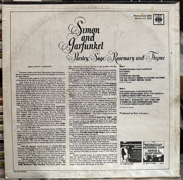 Simon And Garfunkel - Parsley, Sage, Rosemary And Thyme - VG LP Record 1966 Columbia Philippines Vinyl RARE - Pop Rock / Folk Rock - Shuga Records