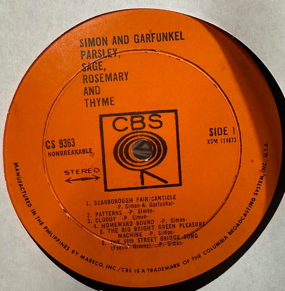 Simon And Garfunkel - Parsley, Sage, Rosemary And Thyme - VG LP Record 1966 Columbia Philippines Vinyl RARE - Pop Rock / Folk Rock - Shuga Records