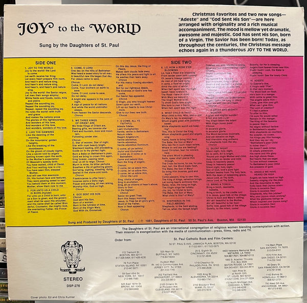 Daughters Of St. Paul - Joy To The World - VG+ LP Record 1981 Self Releases USA Private Press Vinyl - Folk / Gospel / Xian - Shuga Records