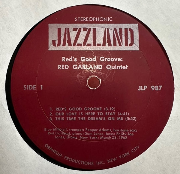 Red Garland Quintet - Red's Good Groove (1963) - VG- (Low grade) LP Record 1966 Jazzland USA Stereo Vinyl - Jazz / Hard Bop - Shuga Records
