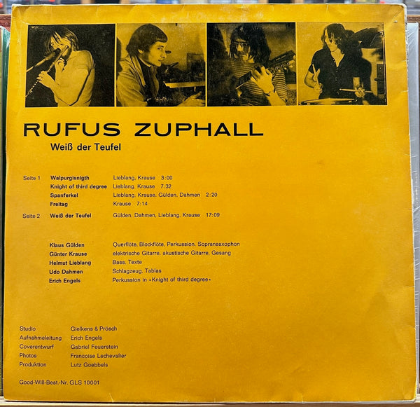 Rufus Zuphall - Weiß Der Teufel - Mint- LP Record 1970 Good-Will Germany Original Press Vinyl & Insert - Krautrock / Prog Rock / Psychedelic Rock - Shuga Records