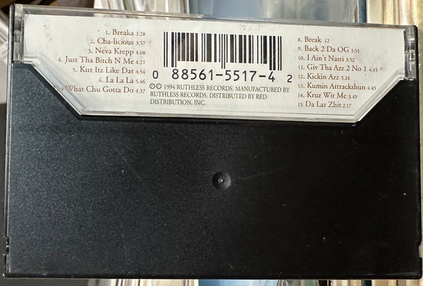 Menajahtwa (mə-naj′-Ah-twä′) - Cha-Licious - VG+ 1994 Ruthless USA Clear Original RARE Tape (Eazy-E & Yella Produced) - Hip Hop / Gangsta Rap - Shuga Records
