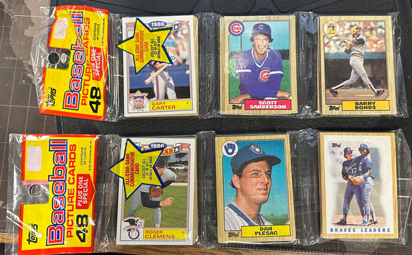 (1) One Pack - New Sealed Topps 1987 MLB Baseball Trading Card RACK PACK - 48 Cards - Shuga Records