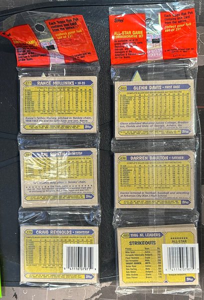 (1) One Pack - New Sealed Topps 1987 MLB Baseball Trading Card RACK PACK - 48 Cards - Shuga Records