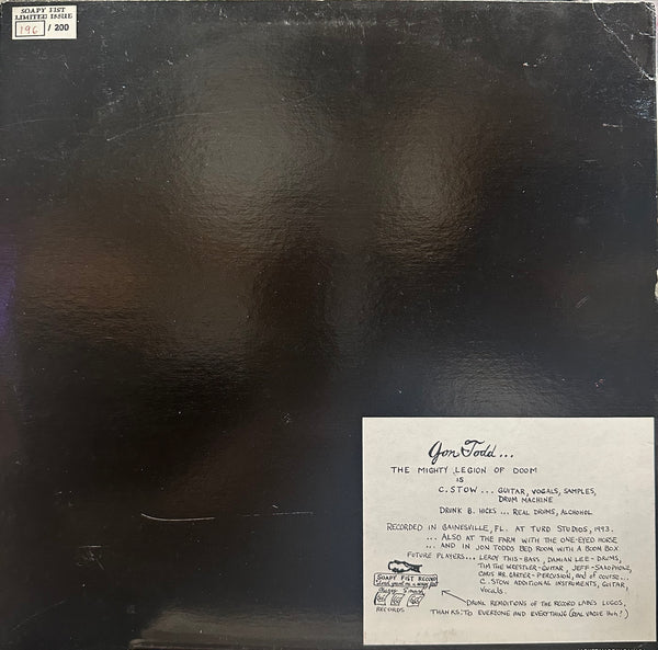 Jon Todd - The Mighty Legion of Doom - Mint- LP Record 1995 Soapy Fist USA Vinyl, Handed Painted Cover, Insert & Numbered - Alternative Rock - Shuga Records