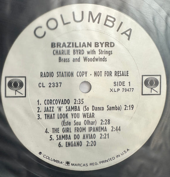 Charlie Byrd - Brazilian Byrd - Music Of Antonio Carlos Jobim With Strings, Brass & Woodwinds - VG+ LP Record 1965 Columbia USA White Label Promo Vinyl - Jazz / Bossa Nova / Latin Jazz - Shuga Records
