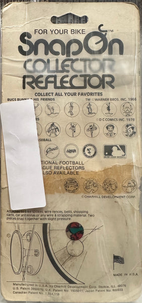 1976 Vintage DC Comics BATMAN - Robin SNAPON / Snap-On Bike Bicycle REFLECTOR - Made in USA IL Chicago - Shuga Records