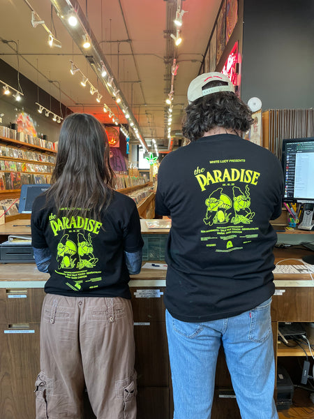 White Lucy x Shuga T-Shirt - Black & Neon Yellow - Shuga Records