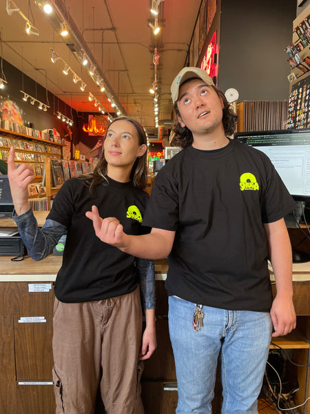 White Lucy x Shuga T-Shirt - Black & Neon Yellow - Shuga Records