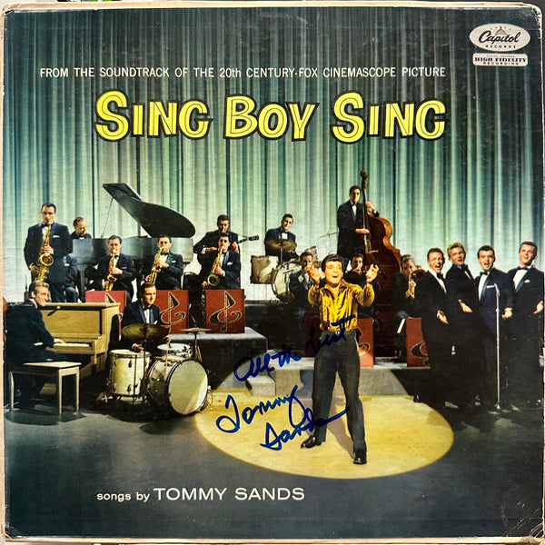 Signed Autographed - Tommy Sands - Sing Boy Sing - VG- (Low grade) LP Record 1958 Capitol USA Mono Vinyl - Pop / Rock / Vocal / Soundtrack - Shuga Records