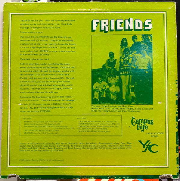 Friends - Friends - VG LP Record 1973 Airborn USA Private Press Atlanta GA Vinyl - Folk / Psychedelic Folk / Religious - Shuga Records