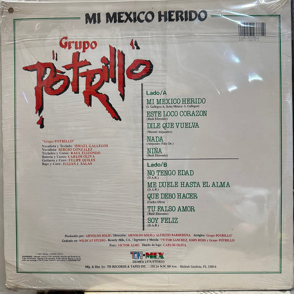 Grupo Potrillo - Mi Mexico Herido - New LP Record 1985 TH-MEX USA Vinyl - Latin / Tex Mex - Shuga Records