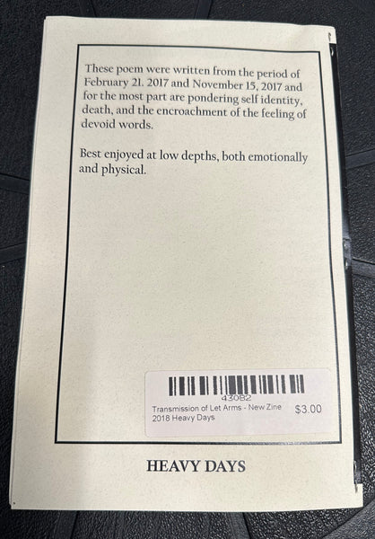 Theo Rodino - Heavy Days Chicago Magazine - Poems Transmission of Let Arms - New 2018 Local Mag Zine - Shuga Records