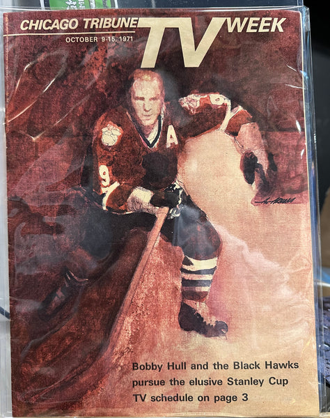 1971 CHICAGO TV WEEK GUIDE - October 9-15, 1971 NHL Hockey Bobby Hull BLACK HAWKS - Shuga Records