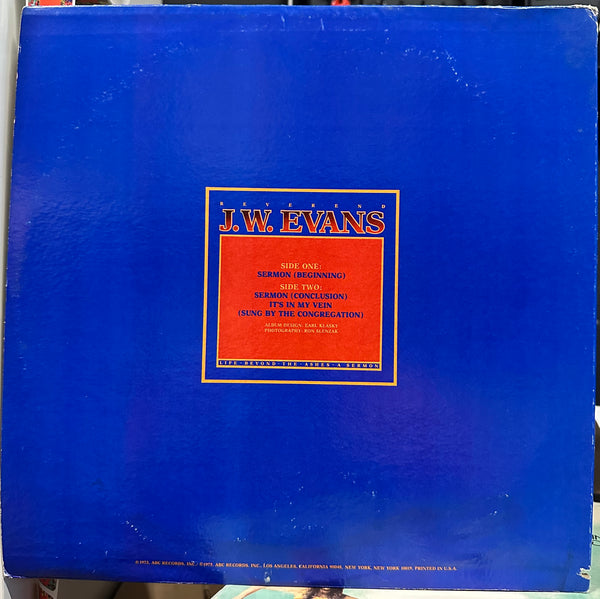 Rev. J.W. Evans – Life Beyond The Ashes A Sermon - VG+ LP Record 1975 ABC Songbird USA Vinyl - Gospel / Soul / Spoken Word - Shuga Records