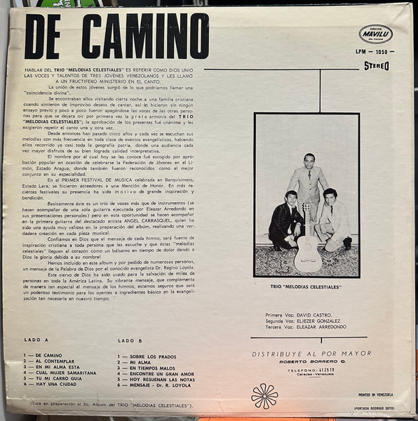 Trio Melodias Celestiales - De Camino - Mint- LP Record 1970 Discos Mavilu Venezuela Press Vinyl - Latin / Pop - Shuga Records