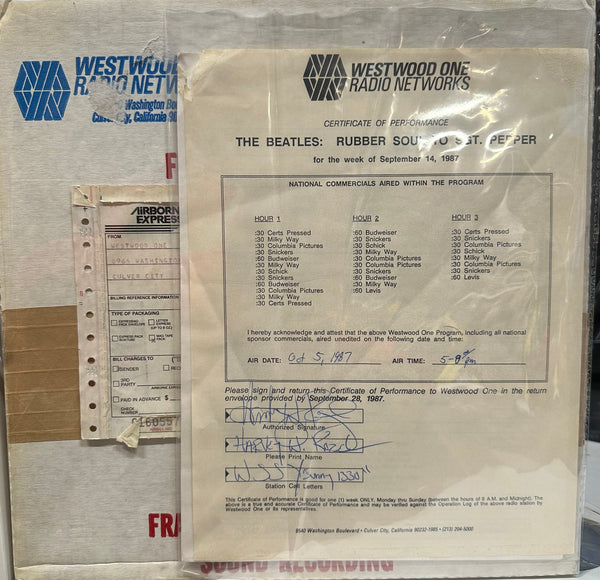 The Beatles - The Beatles: Rubber Soul To Sgt. Pepper - VG+ 4 LP Record Set 1987 Westwood One USA Radio Transcription Vinyl, Packing, Cue Sheets & Insert - Pop Rock / Rock & Roll / Public Broadcast - Shuga Records