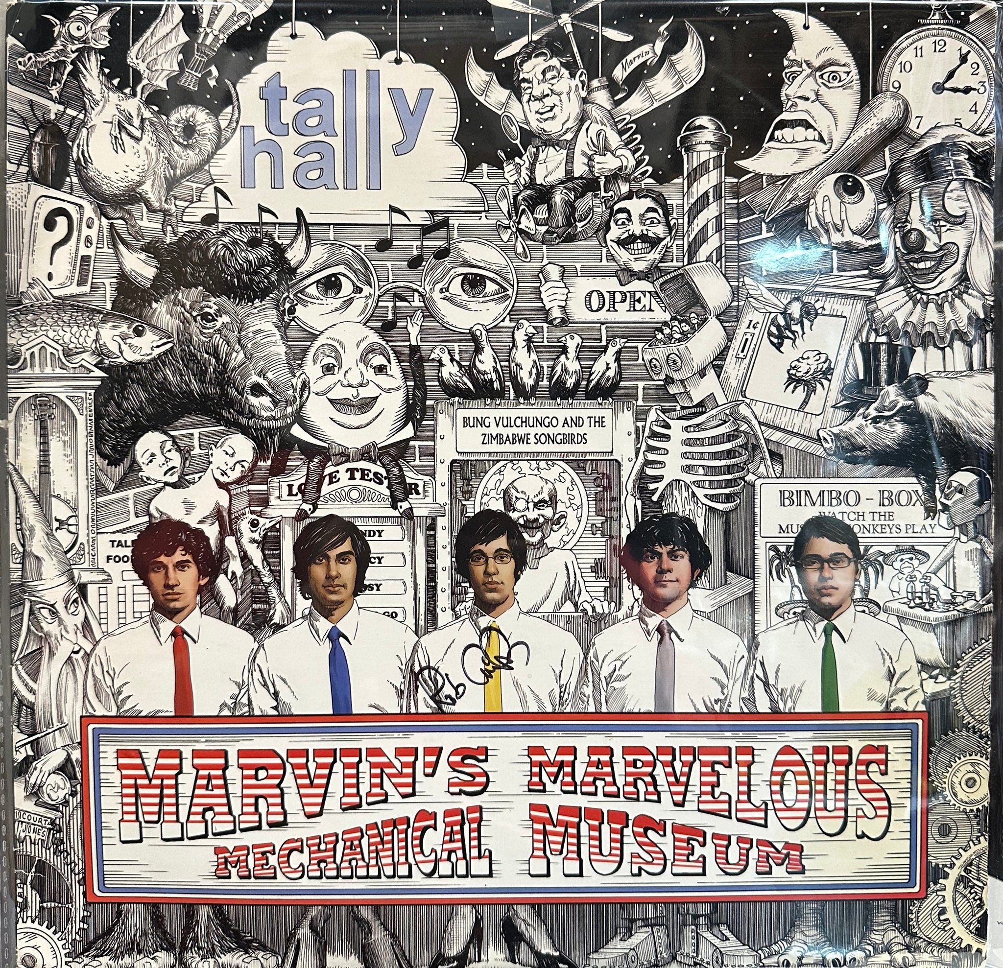 Signed Autographed by Rob Cantor - Tally Hall - Marvin's Marvelous Mechanical Museum - VG- Low grade vinyl 2008 Atlantic Quack! Media USA Vinyl - Pop Rock / Alternative Rock - Shuga Records