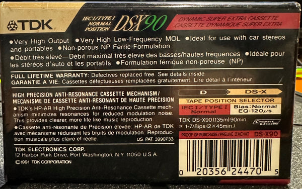 New Sealed NOS - Japan TDK DS-X90 Dynamique Super Extra Cassette Tape Normal Bias Type 1 - Shuga Records