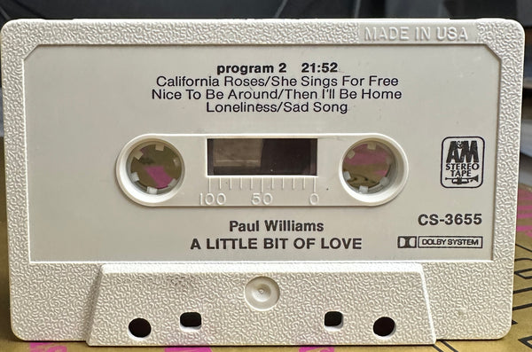 Paul Williams - A Little Bit Of Love - VG+ Cassette 1974 A&M USA Original Tape - Pop Rock - Shuga Records