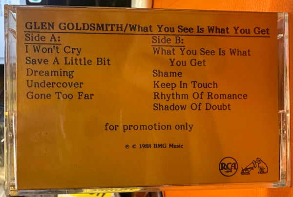 Glen Goldsmith - What You See Is What You Get - Mint- Cassette 1988 RCA USA Advance Promo Tape - House / Swingbeat / Electro - Shuga Records