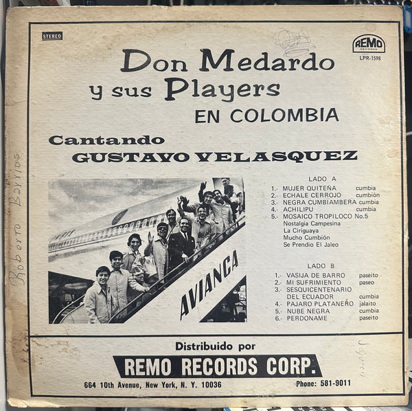 Don Medardo Y Sus Players Cantando Gustavo Velásquez - En Colombia - VG+ LP Record 1967 Remo USA Vinyl - Latin / Cumbia - Shuga Records