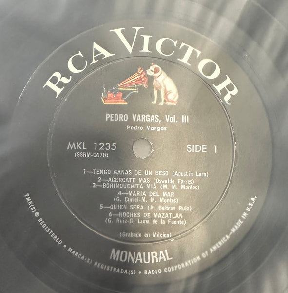 Pedro Vargas - El Tenor Continental, VOL. III - VG+ LP Record 1959 RCA Victor USA Original Vinyl RARE - Latin / Mexican Cinema - Shuga Records