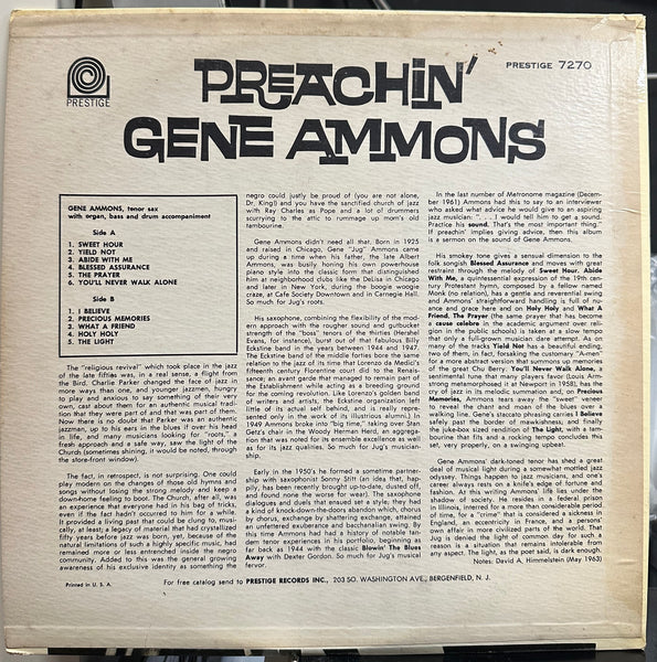 Gene Ammons - Preachin' - Near Mint- LP Record 1963 Prestige USA Original Press Vinyl Deep Groove Mono - Jazz / Bop / Soul-Jazz - Shuga Records