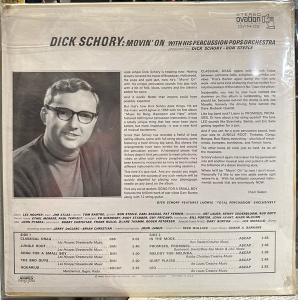 Dick Schory - Movin' On - New LP Record 1969 Ovation USA Original Vinyl - Jazz / Jazz-Funk - Shuga Records