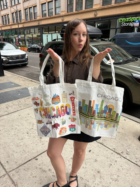 Chicago Print Tote Bags - Random Design