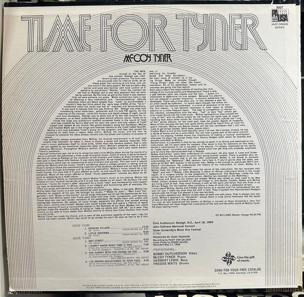 McCoy Tyner - Time For Tyner (1969) - VG+ LP Record 1987 Pausa USA Vinyl - Jazz / Modal / Post Bop - Shuga Records