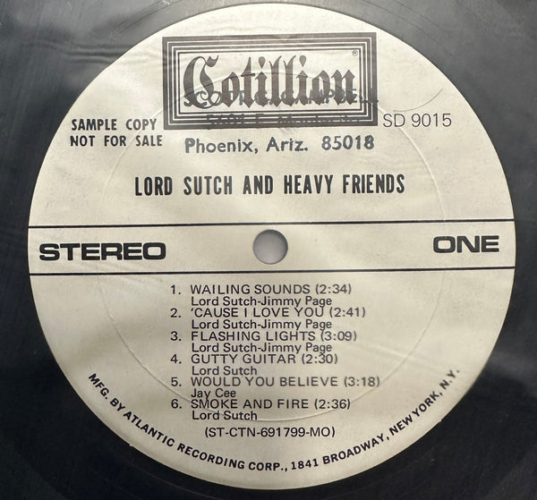 Signed Autographed - Lord Sutch And Heavy Friends - Cotillion USA Promo Vinyl - Psychedelic Rock / Blues Rock / Classic Rock - Shuga Records