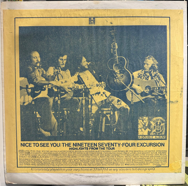 Crosby, Stills, Nash & Young - Nice To See You: The Nineteen Seventy-Four Excursion - VG+ 2 LP Record 1974 The Amazing Kornyfone TMOQ USA Live Unofficial Black Vinyl - Classic Rock / Folk Rock / Soft Rock - Shuga Records