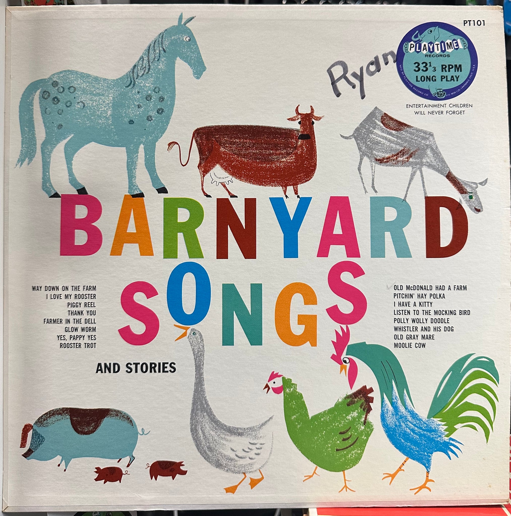 Unknown Artist - Barnyard Songs And Stories - VG+ LP Record 1950's Playtime USA Vinyl RARE - Children's / Story - Shuga Records