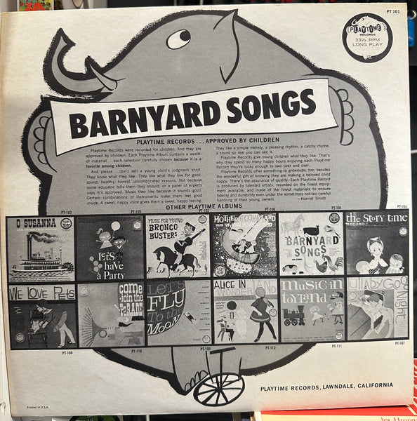 Unknown Artist - Barnyard Songs And Stories - VG+ LP Record 1950's Playtime USA Vinyl RARE - Children's / Story - Shuga Records