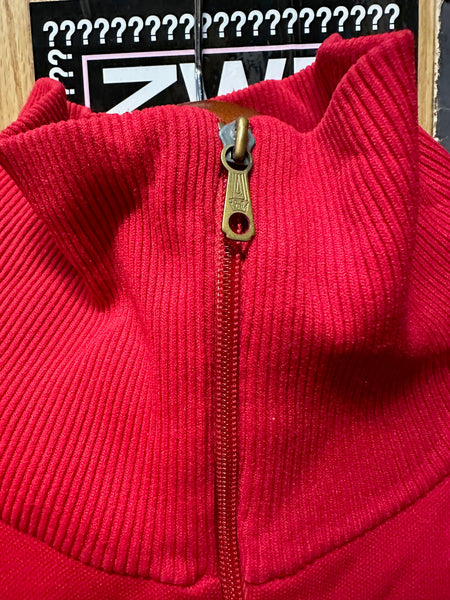 1970's 1980's Vintage Adidas Pletenina Made Yugoslavia - Red & White 3 Stripes Zip Up Track Jacket Medium