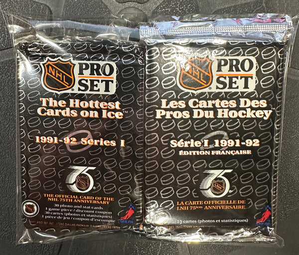 (1) Fat Cello Rack Packs & (4) Regular Pack - 1991-1992 Pro Set Series I Hockey NHL Trading Card - 30 +15 Cards Per Pack (90 cards total) - Shuga Records