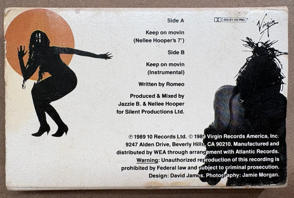 Soul II Soul - Keep On Movin - VG+ Used Cassingle 1989 Virgin Tape - Funk / Soul