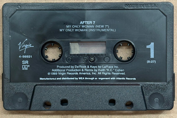 After 7 - My Only Woman - VG+ Used Cassingle 1990 Virgin Tape - Funk / Soul