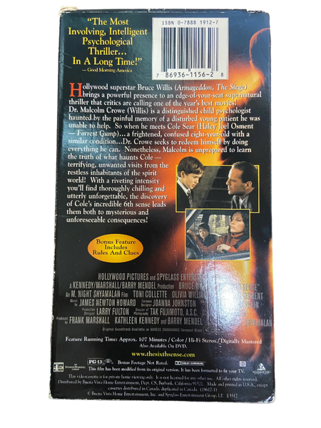 The Sixth Sense (1999) - Used VHS 2000 Buena Vista Tape - Shuga Records