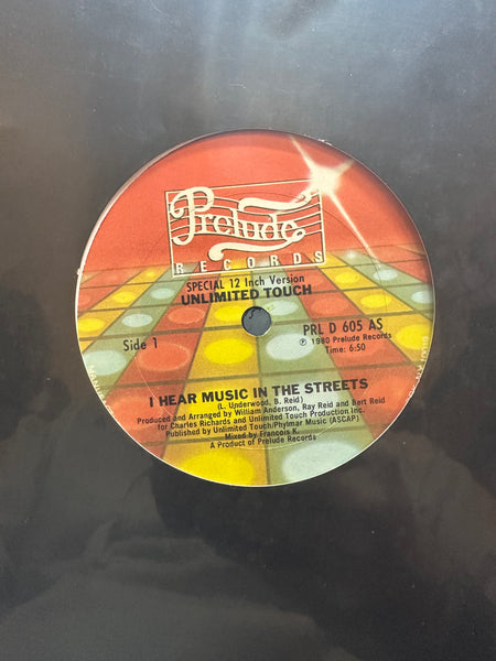 Unlimited Touch - I Hear Music in the Streets / In the Middle - VG+ 12" Single Record 1980 Prelude USA Vinyl - Disco - Shuga Records