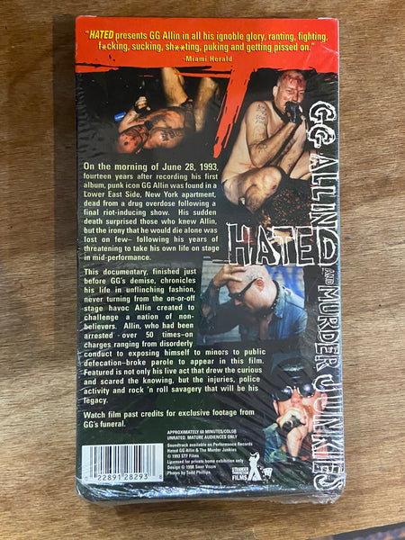 Hated: GG Allin and the Murder Junkies (1993) - Mint- VHS Tape 1999 Stranger Than Fiction USA In shrink with Tower  Hype Stickers - Shuga Records