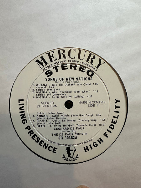 The De Paur Chorus - Songs Of New Nations - VG+ LP Record 1964 Mercury Living Presence White Label Promo Vinyl - Classical / African - Shuga Records
