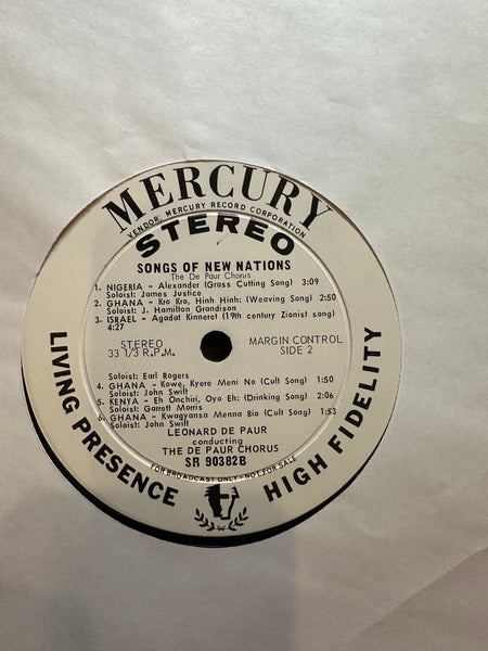 The De Paur Chorus - Songs Of New Nations - VG+ LP Record 1964 Mercury Living Presence White Label Promo Vinyl - Classical / African - Shuga Records