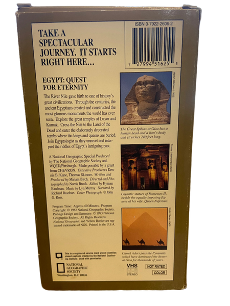 National Geographic Video Classics Egypt: Quest for Eternity - Used VG VHS 2001 Nat Geo Tape - Shuga Records