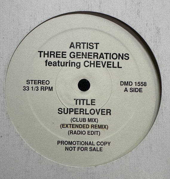 Three Generations Featuring Chevell – Superlover - VG+ 12" Single Record 1990 Atlantic Express Promo Vinyl - House / Garage House - Shuga Records