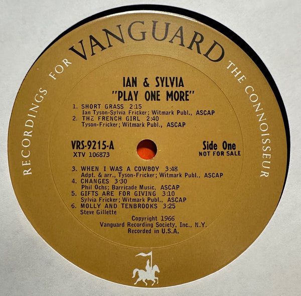 Ian & Sylvia - Play One More - Mint- LP Record 1966 Vanguard USA Mono Promo Label Rare Vinyl - Folk / Folk Rock - Shuga Records