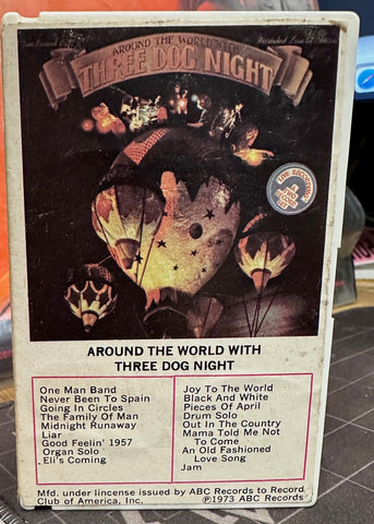 Three Dog Night – Around The World With Three Dog Night - VG+ Cassette 1973 ABC Dunhill USA Tape & Clamshell snap case - Soft Rock